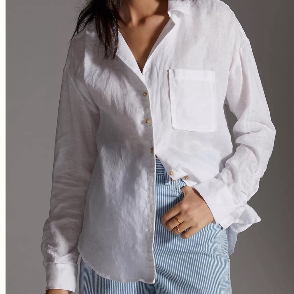 Maeve Anthropologie 100% Linen Button Down